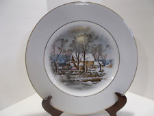 Avon 1981 Currier and Ives Winter Snow Scene Exclusive Dinner Plate Porcelain picture