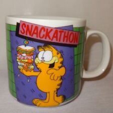 Garfield Cat Snackathon Coffee Mug  10 oz Cup 1986 Colorful Sandwich Cartoon picture