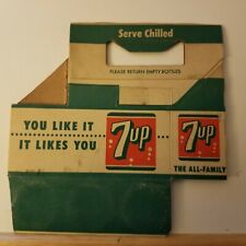 VINTAGE 7up it likes you cardboard Six Pack Soda Carrier Original Vintage picture