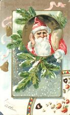 Loving Christmas Greetings Santa & Sack Embossed UDB Postcard picture