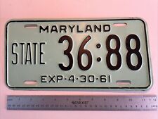Vintage 1961 Maryland License Plate Tag State 36:88 picture
