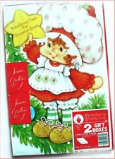 2 STRAWBERRY SHORTCAKE GIFT BOXES Vintage Christmas  15x10x2 SEALED Old Stock picture