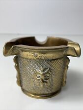 Vintage Brass Mortar Ashtray Lion Dog Face 2”x3” B53 picture