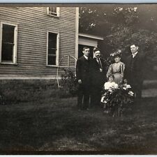 c1910s Attica, Ind. Family RPPC House Out Yard Classy Group Real Photo IN A258 picture