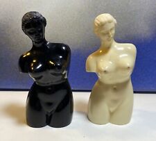Vintage Venus De Milo Nude Black & White Plastic Salt Pepper Shakers 1940’s picture