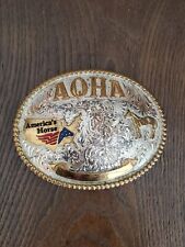 Vintage Huge Premium Montana SS AQHA America’s Horse Silver Trophy Belt Buckle picture