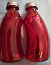Vintage Curved Glass Red Two Piece Set Of Spice Shakers picture