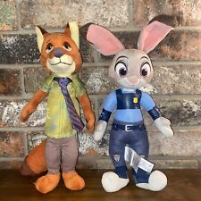 2 Disney Store Zootopia Judy Hopps Rabbit & Nick Wilde Fox Plush Doll picture