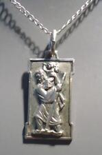 VINTAGE HAYWARD STERLING SILVER ST CHRISTOPHER MEDAL ON STERLING SILVER CHAIN picture