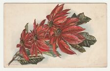 Embossed POINSETTIA UNP Vtg Copyright 1909 N. G. Y. Christmas Greeting Postcard picture