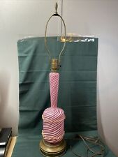 MURANO Pink & White Swirl Glass Ribbon Lace Gold Flake Table Lamp picture
