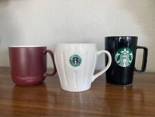 Set of 3 Collectible Starbucks Mugs White, Red, Black picture