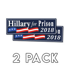 Anti Hillary - Hillary For Prison Blue Bumper Sticker 2018 Decal 2 Pack  picture