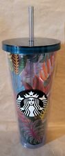 STARBUCKS RARE | Metallic Tropical Leaves Aloha Tumbler US Release Cold Cup Teal picture