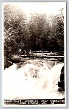 Keshena Wisconsin~Menominee Indian Reservation~Peavey Falls~Bridge~1940s RPPC picture