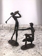 2 - Vintage Bronze Metal Golf Figurine Statue Putt & Swing - Payne Stewart ? picture