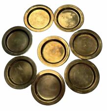 Decorative Plates Vintage Brass Made in India 5 inch Set Of 8 Serving Dining VTG picture