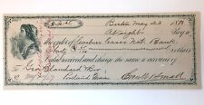 Antique Check At Sight to Casco National Bank 1881 Portland Maine picture