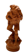 Vtg Hand Carved Hunter w/Dog Wood 5” Figurine Signed, Oberammergau Germany RARE picture