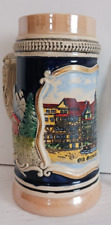 Old Germany Ceramic Stone Ware Beer Stein - Hand Painted picture