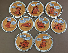 Vintage GARFIELD Metal Coasters 9pcs ENGLISH / FRENCH Sayings Quotes #22 picture