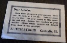 1920s -1930s SCHOOL PICTURES ENVELOPE - SPIETH STUDIOS - CENTRALIA, IL. picture