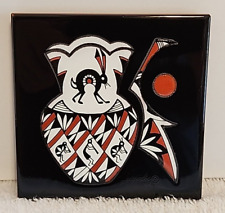 Vintage 1990 Cleo Teissedre Native American tile with Jack Rabbit 4