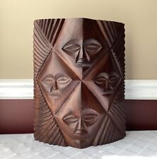 Vintage African 4-face Wooden Wall Panel, 15 1/4” x 12 1/4” picture