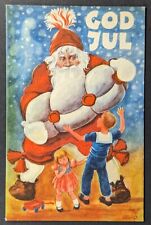 Vintage Christmas Giant Santa Kids Toys German Postcard picture