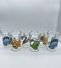Set of 6 Vintage Welch’s Jelly Jam Jar Dinosaur Glasses picture