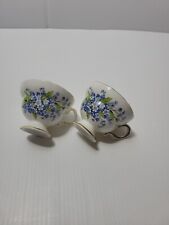 2 Royal Dover England Bone China Teacup Blue violets collectable  picture