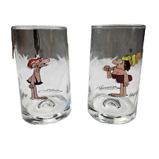 Vintage 1981 Arby's BC Ice Age Collector Series 2 Drinking Glass SET of 2 1981 picture