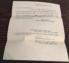 Charles L Stow Recommendation Letter Steam Yacht Viking Ship, 1905, Philade picture