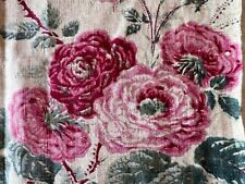 Antique 19th C French Fabric Roses Foliage Linen Beautiful picture