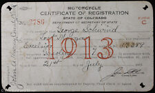 1913 Colorado CO Excelsior Motorcycle Registration picture