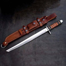 Beautiful Custom Handmade D2 Tool Steel Tanto Short Sword With Leather Sheath picture