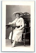 Monticello Wisconsin WI Postcard RPPC Photo Pretty Woman Big Hat c1910's Antique picture