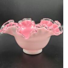 Vintage Pink Fenton Crimped Ruffled Edge Bowl Candy Dish Accent Decor  picture