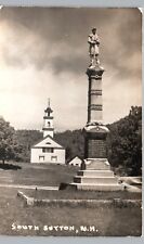 SOLDIERS MONUMENT, COMMUNITY CHURCH south sutton nh real photo postcard war picture