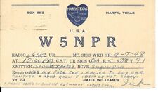 QSL  1948 Marfa   Texas   radio   card picture