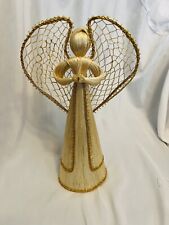 Vintage Straw Corn Husk Praying Angel Figures with Woven Wings 11