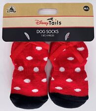 Disney Parks Tails Pet Collection Dog Socks 1 Set 4 Pcs M/L Minnie Mouse Bows picture