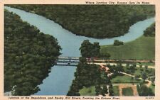Postcard KS Junction City Republican & Smoky Hill Rivers Linen Vintage PC b4051 picture