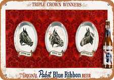 Metal Sign - 1949 Triple Crown Horse Racing Winners and Pabst Beer - Vi picture