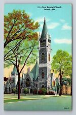 Selma AL-Alabama, First Baptist Church, Vintage Souvenir Postcard picture