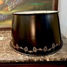 Large Black & Gold Vintage Metal Tole Toleware Metal Lamp Shade HEAVY🔥 picture