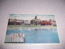 1940s CNR STATION & SWIMMERS at WATERFRONT, BARRIE ONTARIO VTG POSTCARD picture