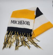 Vtg Michelob Winter Scarf White, Black, Yellow With Tassles  picture