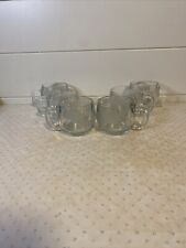 6 Vintage Nestle Coffee Cups Nescafe Etched Clear Glass World Globe Map Mugs G.C picture