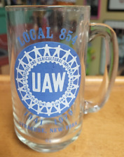 VTG UAW United Auto Workers Union Local 854 Syracuse NY Glass Mug 1979 picture